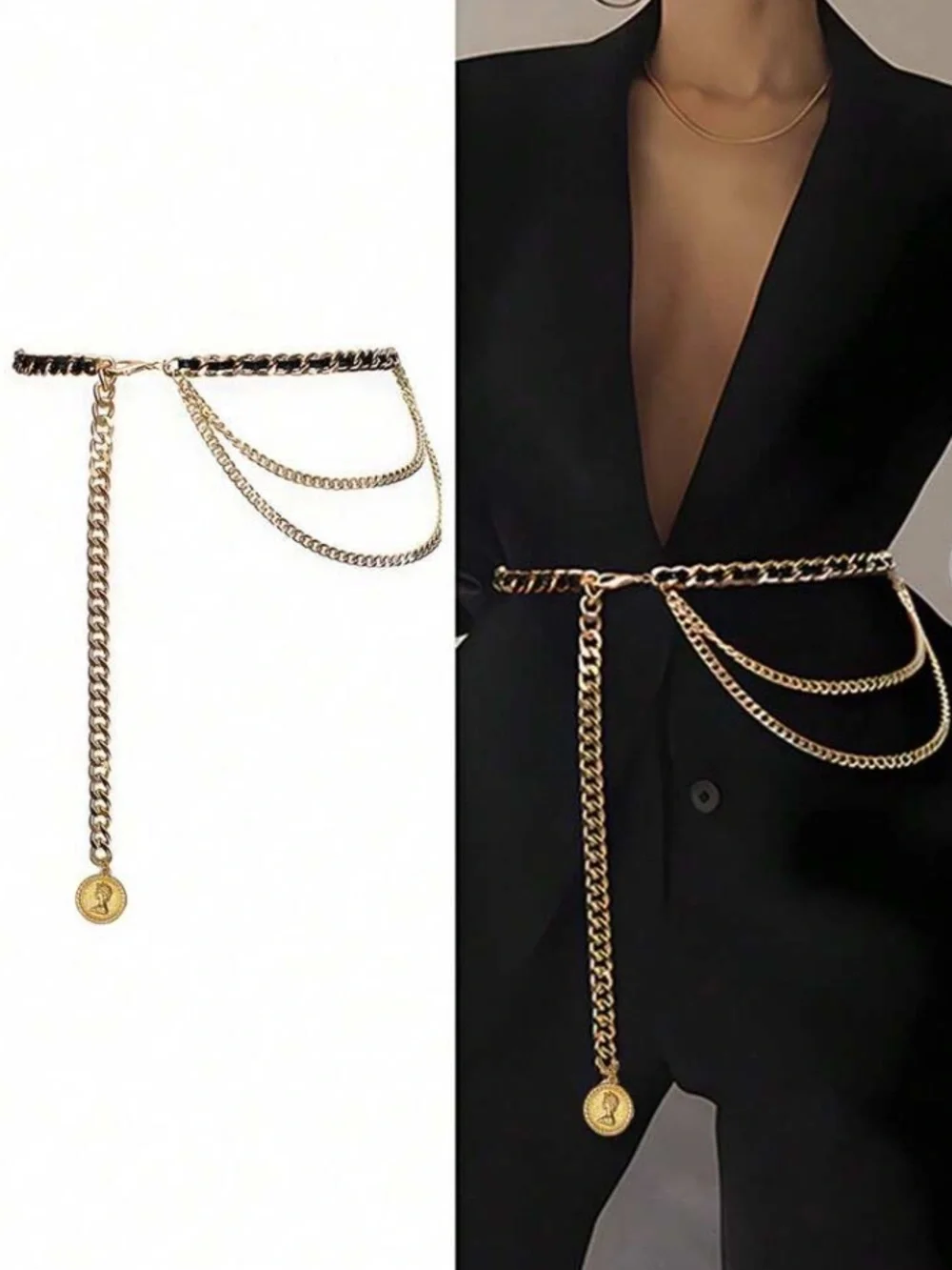 Luxury Gold Chain Waist Belt with Coin Charm